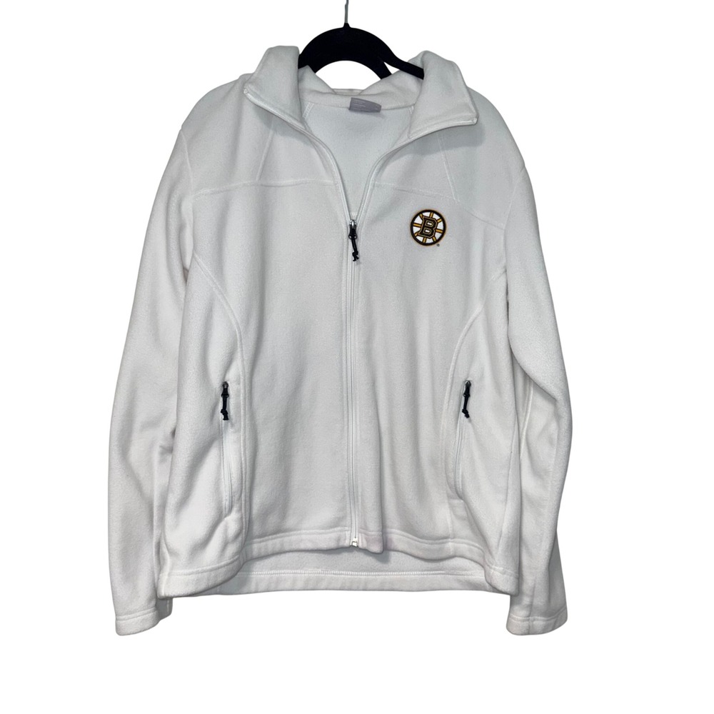 Columbia‎ White Boston Bruins Fleece Jacket Womens XL